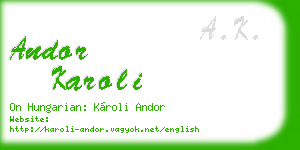 andor karoli business card