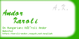 andor karoli business card